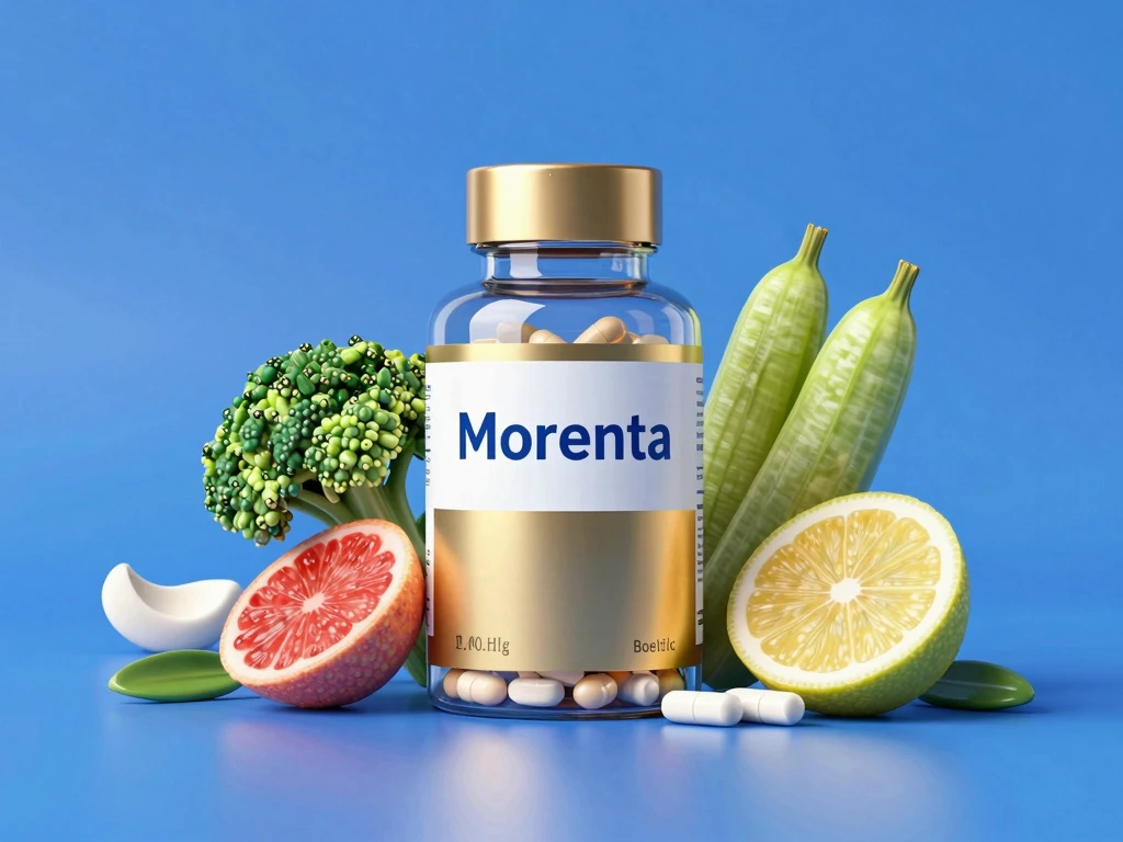 Morenta supplement bottle with ingredient list visible